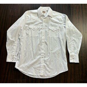 Eli Cattleman Shirt Mens 16 34 Western White Pearl Snap Long Sleeve Cowboy